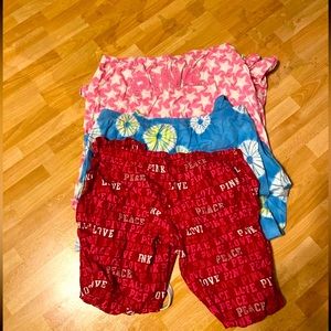 3 Victoria secret pink cotton pajama pants size Medium $30.00